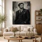 Charcoal Gentleman Monochrome Wall Art Canvas Print - Image 7