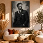 Charcoal Gentleman Monochrome Wall Art Canvas Print - Image 8