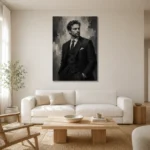 Charcoal Gentleman Monochrome Wall Art Canvas Print styled in a refined neutral interior