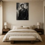 Charcoal Gentleman Monochrome Wall Art Canvas Print showcased in an elegant minimalist interior
