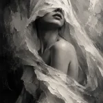 Flowing Veiled Figure Monochrome Wall Art Canvas Print