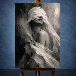 Flowing Veiled Figure Monochrome Wall Art Canvas Print - Image 2
