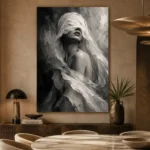 Flowing Veiled Figure Monochrome Wall Art Canvas Print - Image 5