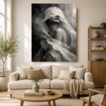Flowing Veiled Figure Monochrome Wall Art Canvas Print - Image 7