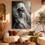 Flowing Veiled Figure Monochrome Wall Art Canvas Print - Image 8