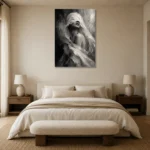 Flowing Veiled Figure Monochrome Wall Art Canvas Print showcased in an elegant minimalist interior