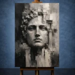 Sculptural Stone Portrait Monochrome Wall Art Canvas Print - Image 2