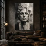 Sculptural Stone Portrait Monochrome Wall Art Canvas Print - Image 4