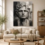 Sculptural Stone Portrait Monochrome Wall Art Canvas Print - Image 7