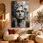 Sculptural Stone Portrait Monochrome Wall Art Canvas Print - Image 8