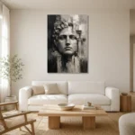 Sculptural Stone Portrait Monochrome Wall Art Canvas Print styled in a refined neutral interior
