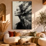 Poetic Profile Monochrome Wall Art Canvas Print - Image 8