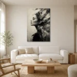 Poetic Profile Monochrome Wall Art Canvas Print styled in a refined neutral interior
