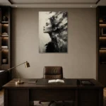 Poetic Profile Monochrome Wall Art Canvas Print displayed in a contemporary gallery-inspired room