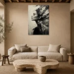Poetic Profile Monochrome Wall Art Canvas Print presented in a sophisticated home setting