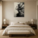 Poetic Profile Monochrome Wall Art Canvas Print showcased in an elegant minimalist interior