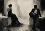 Quiet Dual Figure Monochrome Wall Art Canvas Print
