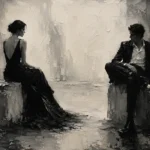 Quiet Dual Figure Monochrome Wall Art Canvas Print