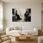 Quiet Dual Figure Monochrome Wall Art Canvas Print styled in a refined neutral interior