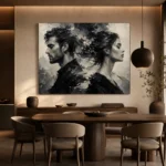 Opposing Profiles Monochrome Wall Art Canvas Print - Image 4