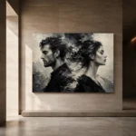 Opposing Profiles Monochrome Wall Art Canvas Print - Image 5