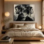 Opposing Profiles Monochrome Wall Art Canvas Print - Image 8