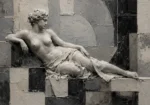 Ivory Reclining Figure Monochrome Wall Art Canvas Print
