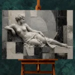 Ivory Reclining Figure Monochrome Wall Art Canvas Print - Image 2