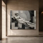 Ivory Reclining Figure Monochrome Wall Art Canvas Print - Image 5