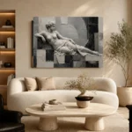 Ivory Reclining Figure Monochrome Wall Art Canvas Print - Image 6