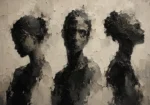 Charcoal Trio Portrait Monochrome Wall Art Canvas Print
