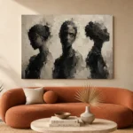 Charcoal Trio Portrait Monochrome Wall Art Canvas Print - Image 3
