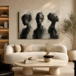 Charcoal Trio Portrait Monochrome Wall Art Canvas Print - Image 6