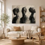 Charcoal Trio Portrait Monochrome Wall Art Canvas Print - Image 7
