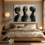 Charcoal Trio Portrait Monochrome Wall Art Canvas Print - Image 8