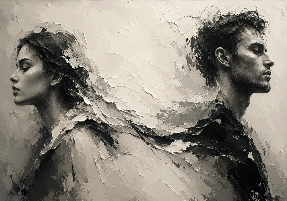 Dual Profile Monochrome Wall Art Canvas Print
