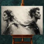 Dual Profile Monochrome Wall Art Canvas Print - Image 2