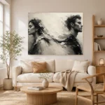 Dual Profile Monochrome Wall Art Canvas Print - Image 7