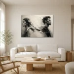 Dual Profile Monochrome Wall Art Canvas Print styled in a refined neutral interior