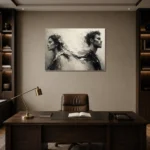 Dual Profile Monochrome Wall Art Canvas Print displayed in a contemporary gallery-inspired room