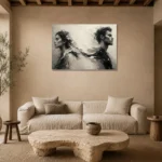 Dual Profile Monochrome Wall Art Canvas Print presented in a sophisticated home setting