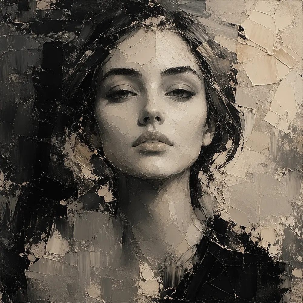 Serene Ivory Portrait Monochrome Wall Art Canvas Print