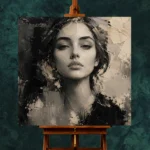 Serene Ivory Portrait Monochrome Wall Art Canvas Print - Image 2