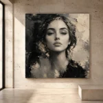 Serene Ivory Portrait Monochrome Wall Art Canvas Print - Image 3