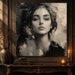 Serene Ivory Portrait Monochrome Wall Art Canvas Print - Image 4