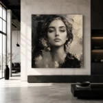 Serene Ivory Portrait Monochrome Wall Art Canvas Print - Image 5