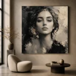 Serene Ivory Portrait Monochrome Wall Art Canvas Print - Image 6