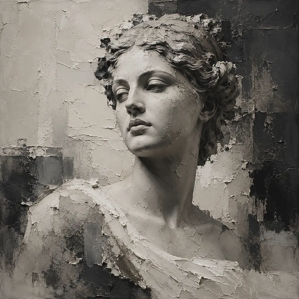 Charcoal Classical Bust Monochrome Wall Art Canvas Print