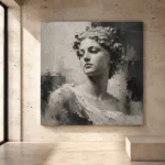 Charcoal Classical Bust Monochrome Wall Art Canvas Print - Image 3