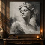 Charcoal Classical Bust Monochrome Wall Art Canvas Print - Image 4